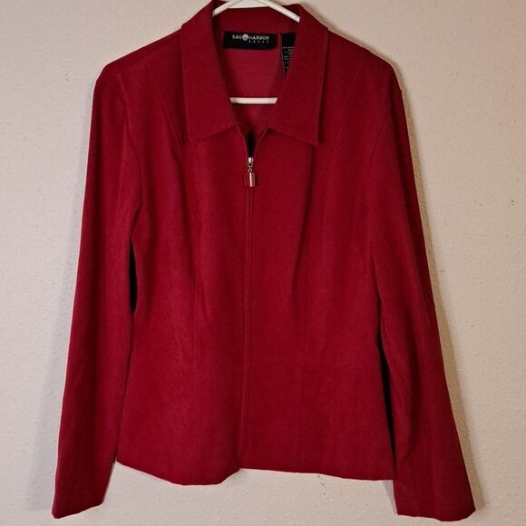 Sag Harbor Red Zip-Up Jacket size 12 - Picture 1 of 5